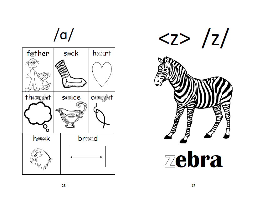 sample page of phonics coloring book